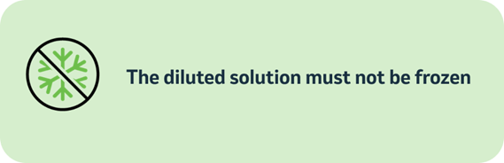 The diluted solution must not be frozen.