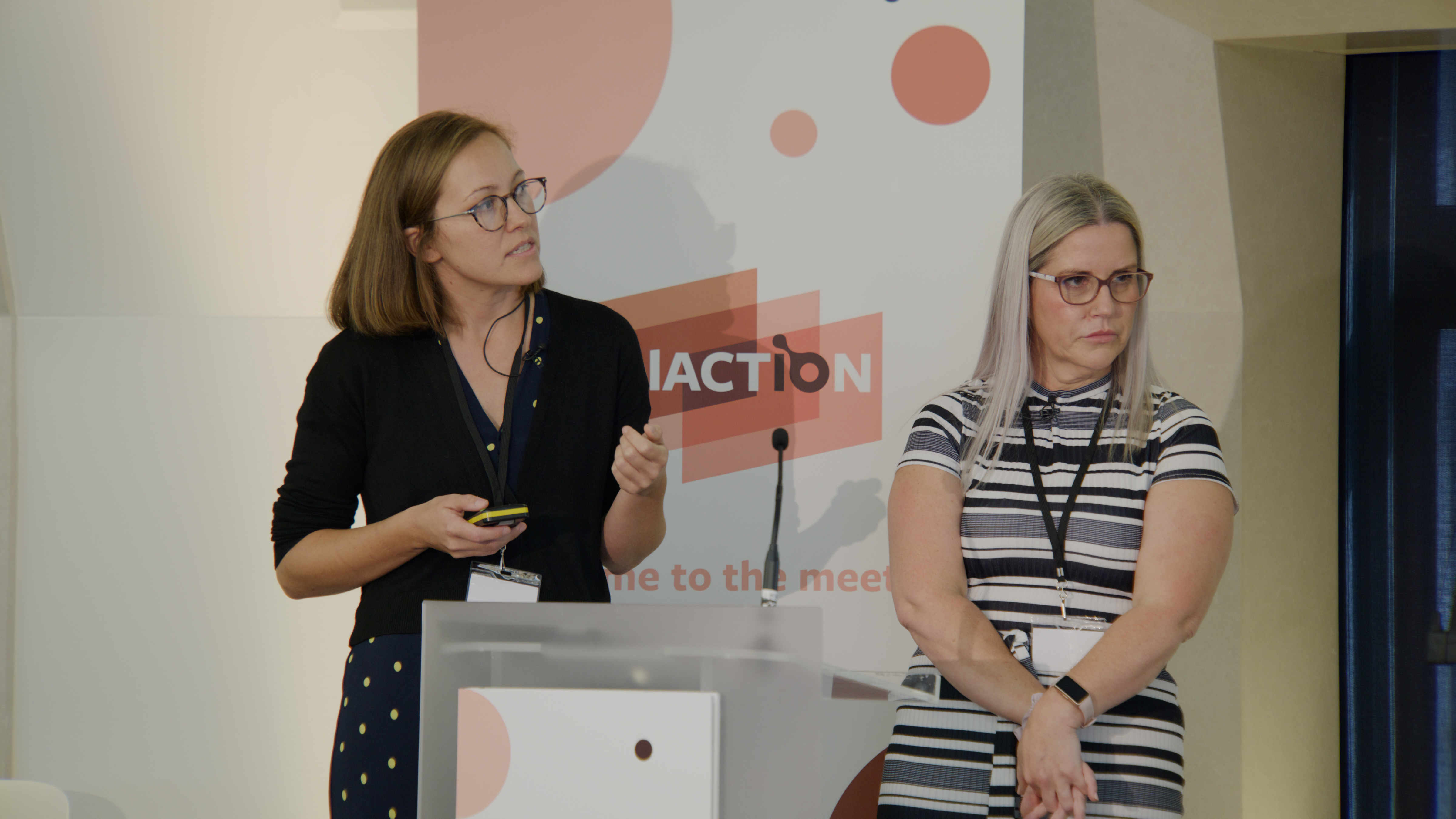Ms Keen, Macmillan Lead Nurse for Immunotherapy and Ms Guinan, Nurse Consultant in Immuno-Oncology presenting