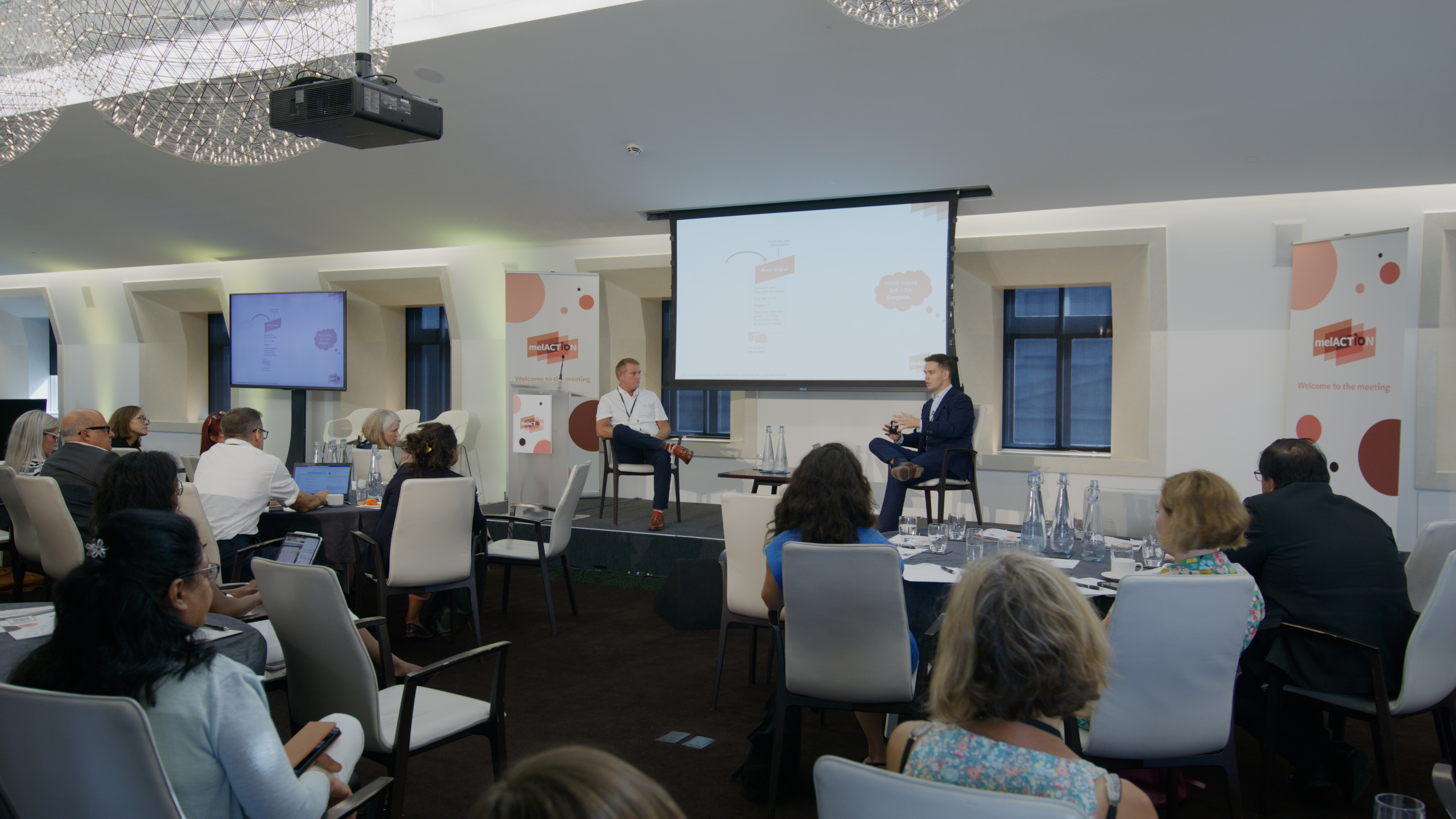 Dr Frazer, Consultant Medical Oncologist & Mr Pollock, Consultant Plastic Surgeon discussing the adjuvant melanoma patient pathway